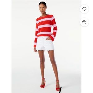 scoop women's crochet crop sweater red and pink